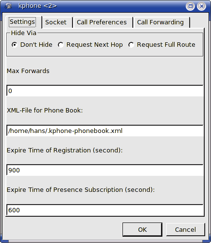 kphone settings